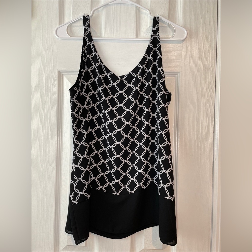 Chico's Black White Tank Top Scoop Neck Blouse Size 8/10 - Picture 13 of 16